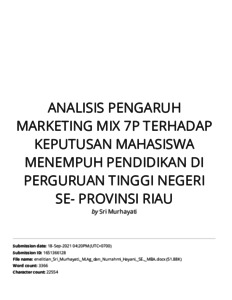 Analisis Pengaruh Marketing Mix 7P Terhadap Keputusan Mahasiswa